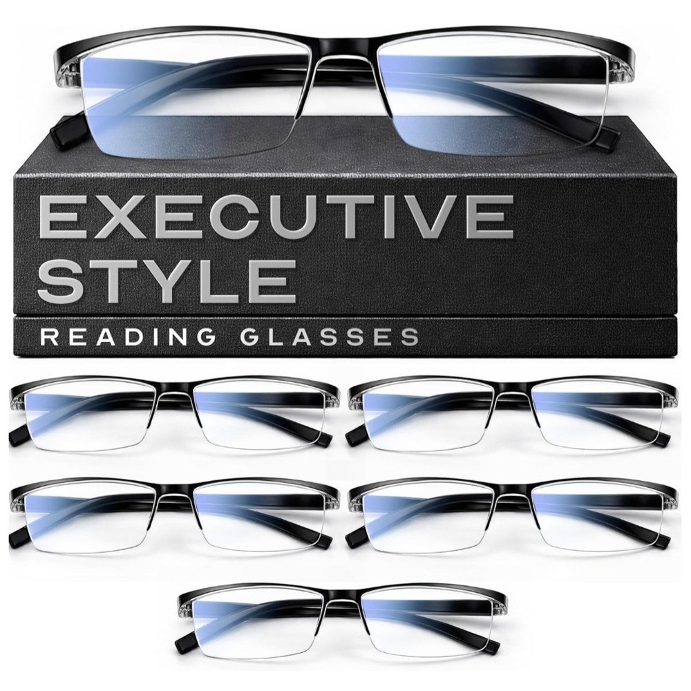 Gaoye 6 pack 2.0 Executive Style Reading Glasses Men - Durable Readers with Blue